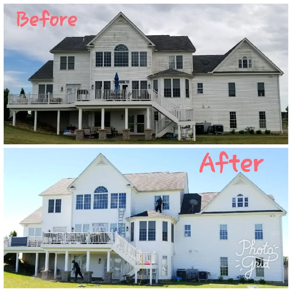 Large custom home before and after soft wash